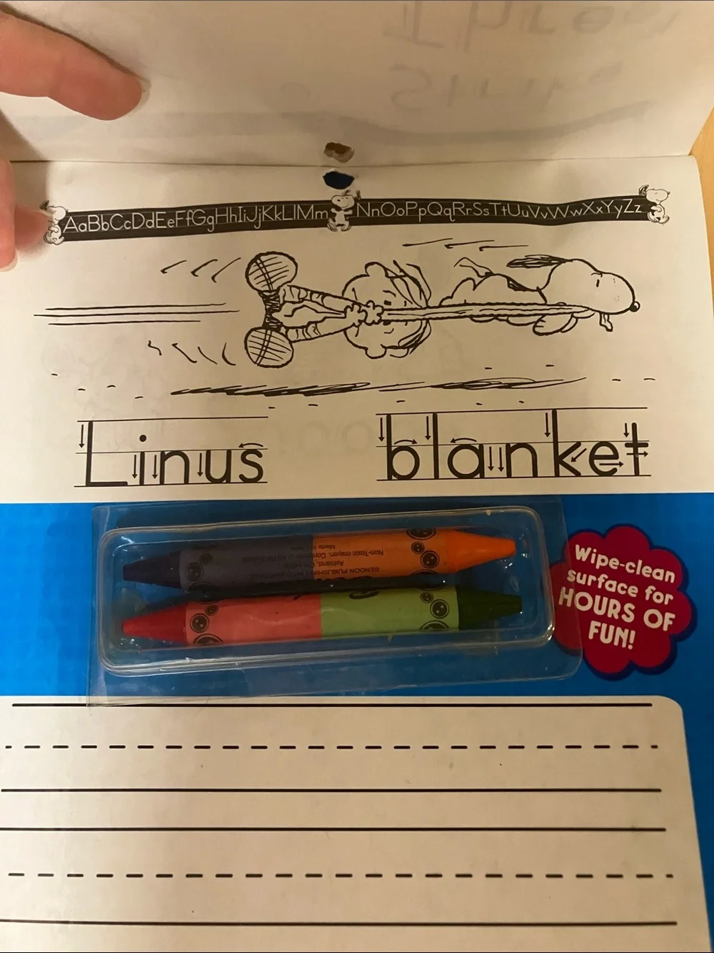 Peanuts Printing Practice Write-On Wipe-Off Activity Board - Red & Blue
